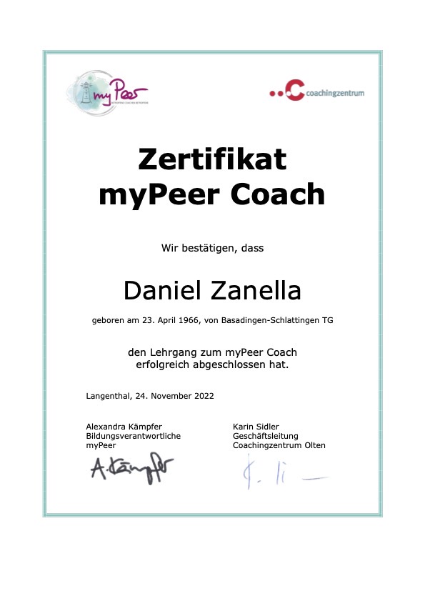 Zanella Daniel Zertifikat